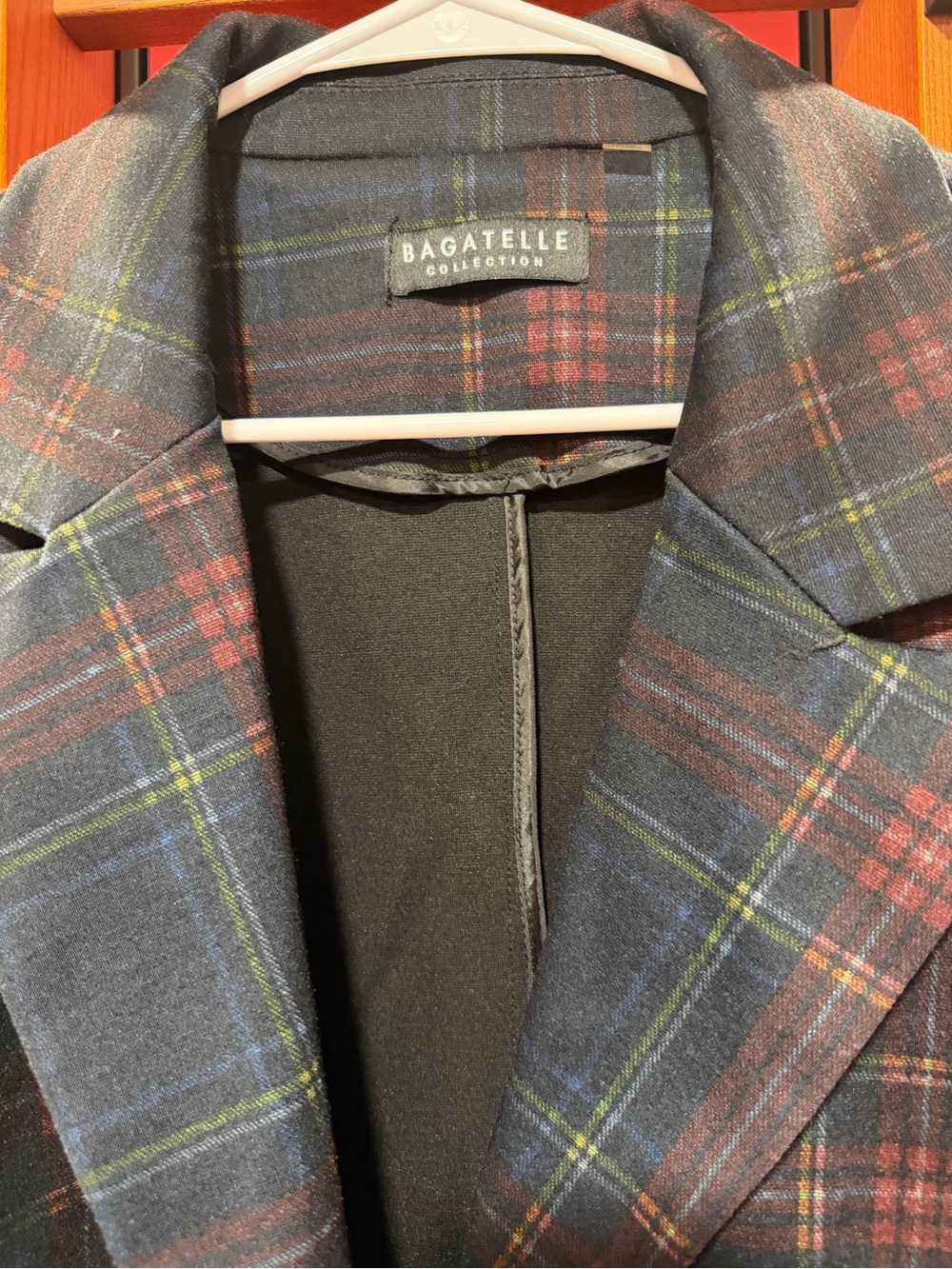Bagatelle Collection Plaid Double Breasted Knit Blazer Jacket Women’s L - Picture 5 of 8